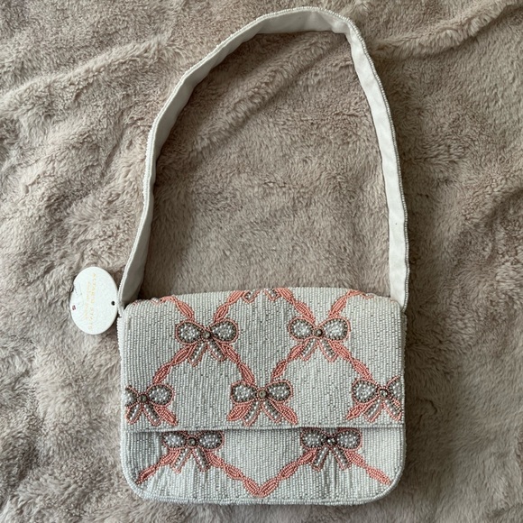 NWT Altar’d State Beaded Bag Cream and Pink Bows - Picture 5 of 13